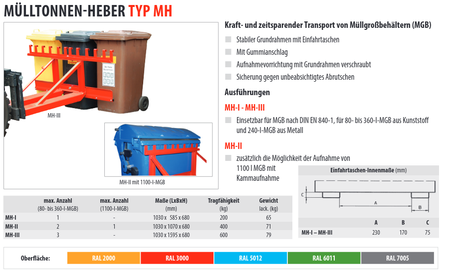 Mülltonnen-Heber typ MH